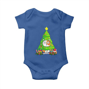 Funny Xmas Cat Baby Onesie What? Cat Pushing Christmas Tree Mischievous Cat Lover TS09 Royal Blue Print Your Wear