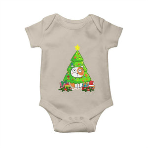 Funny Xmas Cat Baby Onesie What? Cat Pushing Christmas Tree Mischievous Cat Lover TS09 Sand Print Your Wear