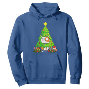 Funny Xmas Cat Hoodie What? Cat Pushing Christmas Tree Mischievous Cat Lover TS09 Royal Blue Print Your Wear