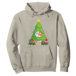 Funny Xmas Cat Hoodie What? Cat Pushing Christmas Tree Mischievous Cat Lover TS09 Sand Print Your Wear