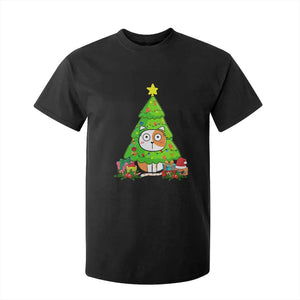 Funny Xmas Cat T Shirt For Kid What? Cat Pushing Christmas Tree Mischievous Cat Lover TS09 Black Print Your Wear