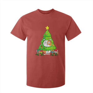 Funny Xmas Cat T Shirt For Kid What? Cat Pushing Christmas Tree Mischievous Cat Lover TS09 Red Print Your Wear