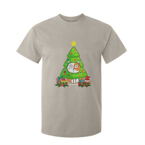 Funny Xmas Cat T Shirt For Kid What? Cat Pushing Christmas Tree Mischievous Cat Lover TS09 Sand Print Your Wear