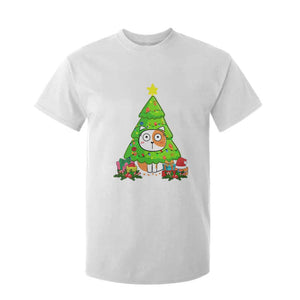 Funny Xmas Cat T Shirt For Kid What? Cat Pushing Christmas Tree Mischievous Cat Lover TS09 White Print Your Wear