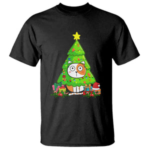 Funny Xmas Cat T Shirt What? Cat Pushing Christmas Tree Mischievous Cat Lover TS09 Black Print Your Wear