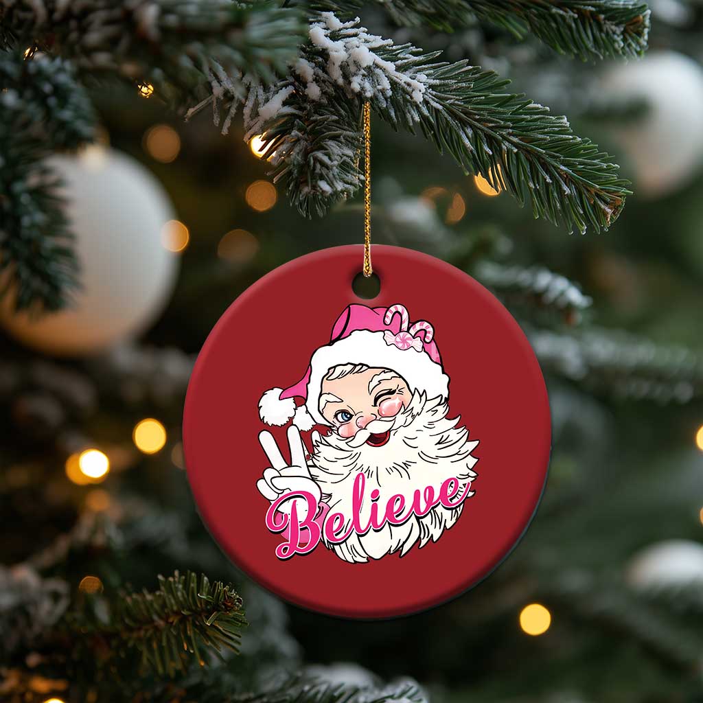 Believe Christmas Vintage Pink Santa Claus Christmas Ornament TS09 Print Your Wear