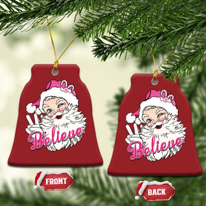 Believe Christmas Vintage Pink Santa Claus Christmas Ornament TS09 Bell Flake Red Print Your Wear