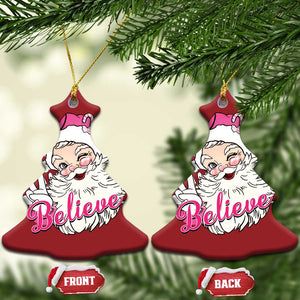 Believe Christmas Vintage Pink Santa Claus Christmas Ornament TS09 Christmas Tree Red Print Your Wear