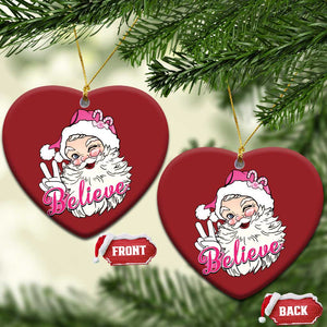 Believe Christmas Vintage Pink Santa Claus Christmas Ornament TS09 Heart Red Print Your Wear