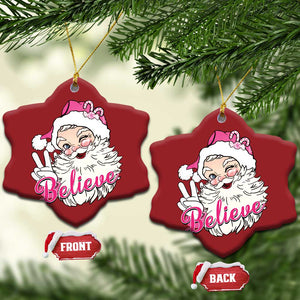 Believe Christmas Vintage Pink Santa Claus Christmas Ornament TS09 Snow Flake Red Print Your Wear