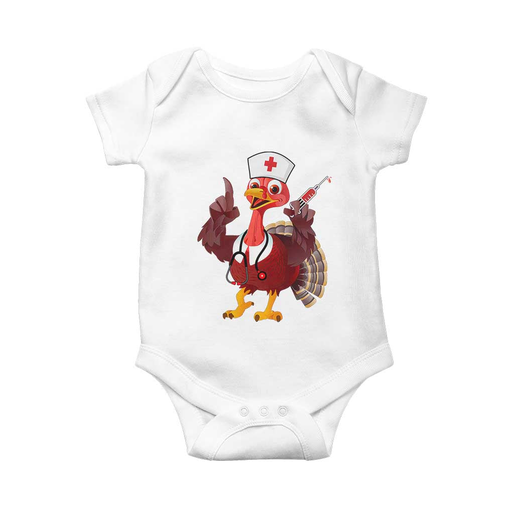 Turkey Nurse Thanksgiving Stethoscope Syringe Baby Onesie TS09 White Print Your Wear