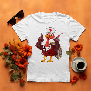 Turkey Nurse Thanksgiving Stethoscope Syringe T Shirt TS09 White Printyourwear