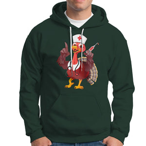 Turkey Nurse Thanksgiving Stethoscope Syringe Hoodie TS09 Dark Forest Green Printyourwear