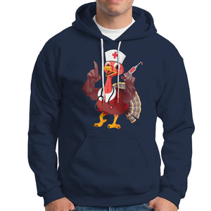 Turkey Nurse Thanksgiving Stethoscope Syringe Hoodie TS09 Navy Printyourwear