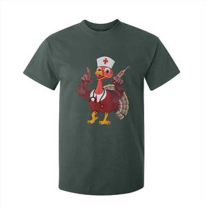 Turkey Nurse Thanksgiving Stethoscope Syringe T Shirt For Kid TS09 Dark Forest Green Print Your Wear