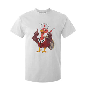 Turkey Nurse Thanksgiving Stethoscope Syringe T Shirt For Kid TS09 White Print Your Wear