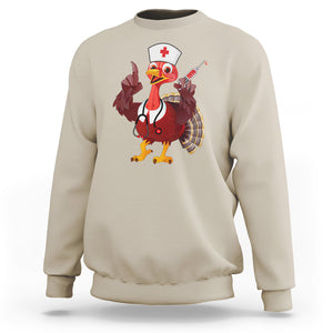 Turkey Nurse Thanksgiving Stethoscope Syringe Sweatshirt TS09 Sand Printyourwear