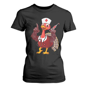 Turkey Nurse Thanksgiving Stethoscope Syringe T Shirt For Women TS09 Black Print Your Wear