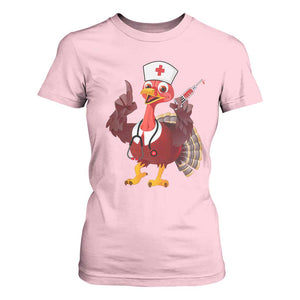 Turkey Nurse Thanksgiving Stethoscope Syringe T Shirt For Women TS09 Light Pink Print Your Wear