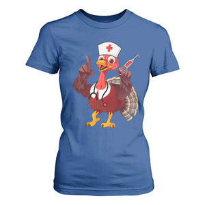 Turkey Nurse Thanksgiving Stethoscope Syringe T Shirt For Women TS09 Royal Blue Print Your Wear