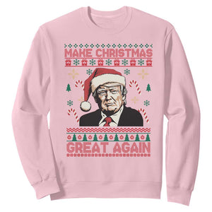 Funny Christmas Trump Sweatshirt Make Christmas Great Again TS09 Light Pink Print Your Wear