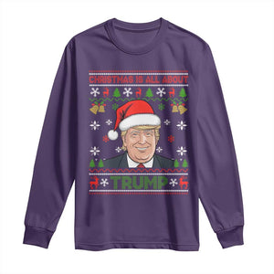 Funny Christmas Is All About Trump Long Sleeve Shirt TS09 Purple Print Your Wear