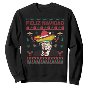 Funny Mexico Christmas Trump Sweatshirt Feliz Navidad Mexican Sombrero Santa TS09 Black Print Your Wear