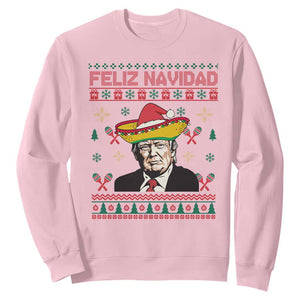 Funny Mexico Christmas Trump Sweatshirt Feliz Navidad Mexican Sombrero Santa TS09 Light Pink Print Your Wear