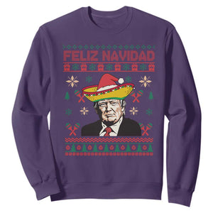 Funny Mexico Christmas Trump Sweatshirt Feliz Navidad Mexican Sombrero Santa TS09 Purple Print Your Wear