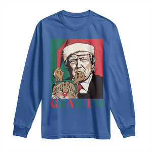 Funny Christmas Trump Long Sleeve Shirt Grab 'em Trump Hug Reindeer Cat TS09 Royal Blue Print Your Wear