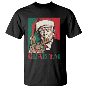 Funny Christmas Trump T Shirt Grab 'em Trump Hug Reindeer Cat TS09 Black Print Your Wear