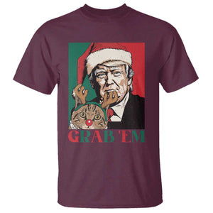 Funny Christmas Trump T Shirt Grab 'em Trump Hug Reindeer Cat TS09 Maroon Print Your Wear