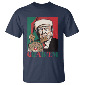 Funny Christmas Trump T Shirt Grab 'em Trump Hug Reindeer Cat TS09 Navy Print Your Wear