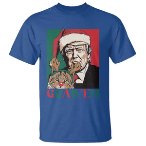 Funny Christmas Trump T Shirt Grab 'em Trump Hug Reindeer Cat TS09 Royal Blue Print Your Wear