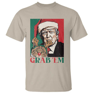 Funny Christmas Trump T Shirt Grab 'em Trump Hug Reindeer Cat TS09 Sand Print Your Wear