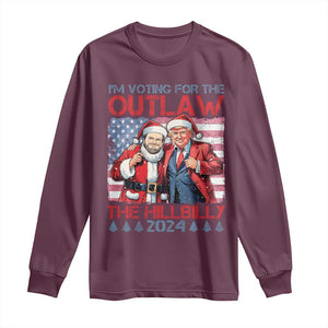 Christmas Trump Vance 2024 Long Sleeve Shirt I Voting For The Outlaw and The Hillbilly TS09 Maroon Print Your Wear