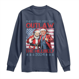 Christmas Trump Vance 2024 Long Sleeve Shirt I Voting For The Outlaw and The Hillbilly TS09 Navy Print Your Wear