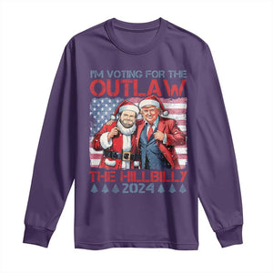 Christmas Trump Vance 2024 Long Sleeve Shirt I Voting For The Outlaw and The Hillbilly TS09 Purple Print Your Wear