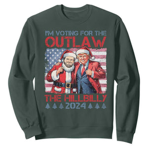 Christmas Trump Vance 2024 Sweatshirt I Voting For The Outlaw and The Hillbilly TS09 Dark Forest Green Print Your Wear