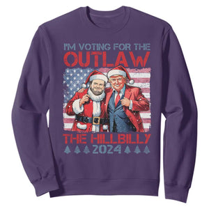 Christmas Trump Vance 2024 Sweatshirt I Voting For The Outlaw and The Hillbilly TS09 Purple Print Your Wear