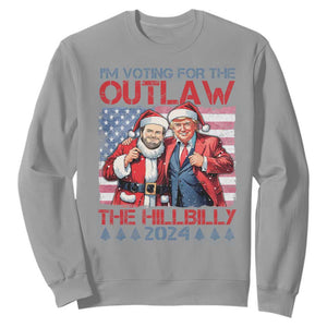 Christmas Trump Vance 2024 Sweatshirt I Voting For The Outlaw and The Hillbilly TS09 Sport Gray Print Your Wear