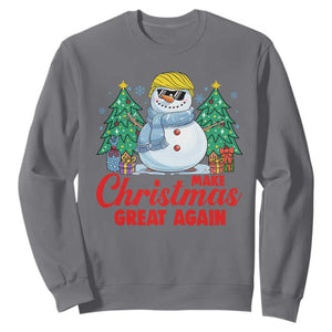 Make Christmas Great Again Sweatshirt Funny Trump Snowman Xmas TS09 Charcoal Print Your Wear