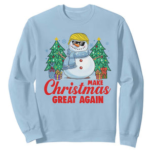 Make Christmas Great Again Sweatshirt Funny Trump Snowman Xmas TS09 Light Blue Print Your Wear