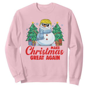 Make Christmas Great Again Sweatshirt Funny Trump Snowman Xmas TS09 Light Pink Print Your Wear