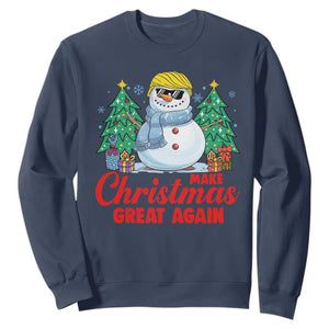 Make Christmas Great Again Sweatshirt Funny Trump Snowman Xmas TS09 Navy Print Your Wear