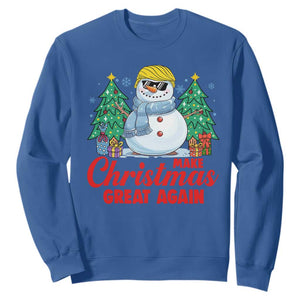 Make Christmas Great Again Sweatshirt Funny Trump Snowman Xmas TS09 Royal Blue Print Your Wear