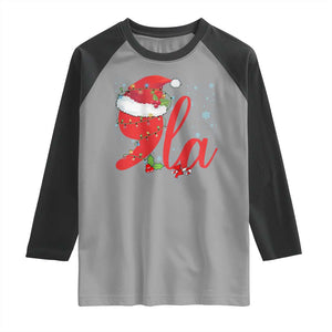 Funny Christmas Kamala Raglan Shirt Comma La Harris Santa Hat TS09 Sport Gray Black Print Your Wear