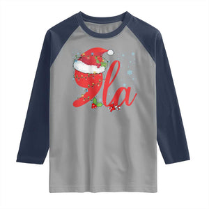 Funny Christmas Kamala Raglan Shirt Comma La Harris Santa Hat TS09 Sport Gray Navy Print Your Wear