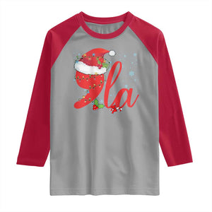 Funny Christmas Kamala Raglan Shirt Comma La Harris Santa Hat TS09 Sport Gray Red Print Your Wear