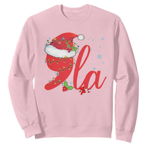 Funny Christmas Kamala Sweatshirt Comma La Harris Santa Hat TS09 Light Pink Print Your Wear